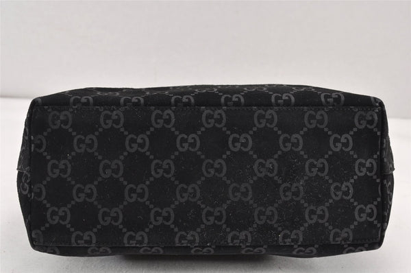 Authentic GUCCI Bamboo Shoulder Bag GG Suede Leather Black 0013007 Junk 1663K