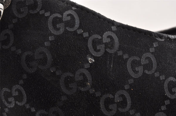 Authentic GUCCI Bamboo Shoulder Bag GG Suede Leather Black 0013007 Junk 1663K