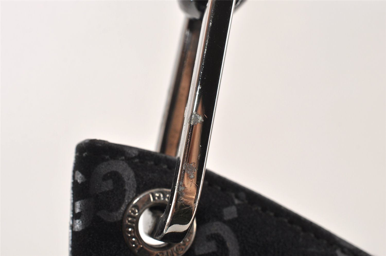 Authentic GUCCI Bamboo Shoulder Bag GG Suede Leather Black 0013007 Junk 1663K