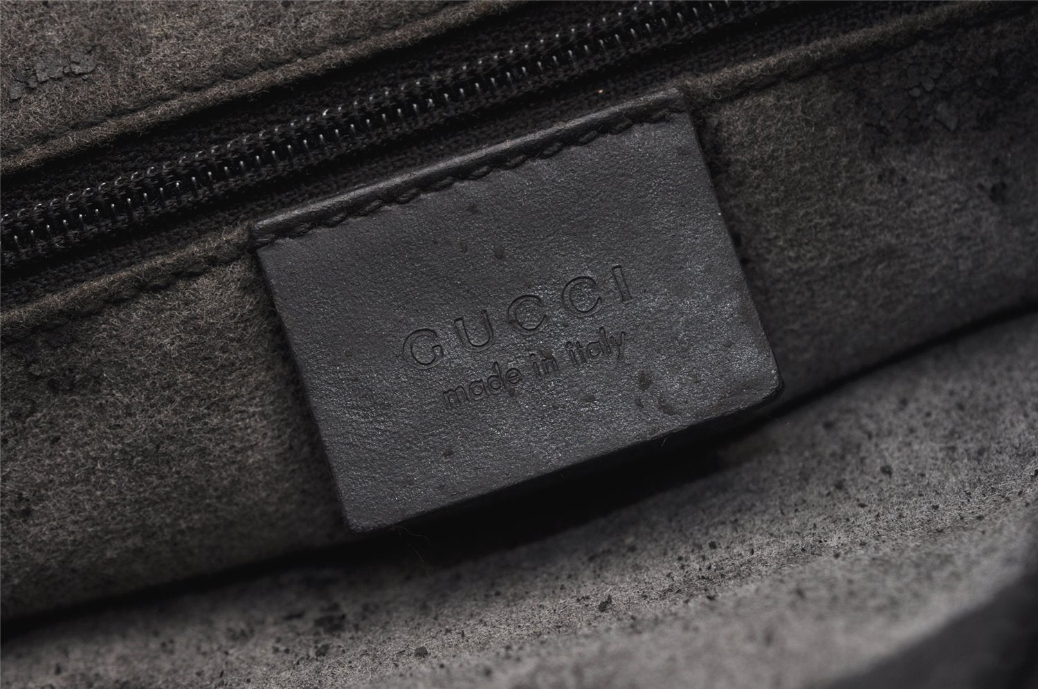 Authentic GUCCI Bamboo Shoulder Bag GG Suede Leather Black 0013007 Junk 1663K