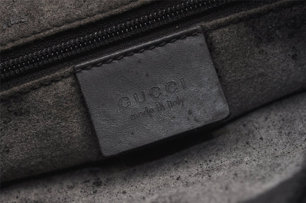 Authentic GUCCI Bamboo Shoulder Bag GG Suede Leather Black 0013007 Junk 1663K