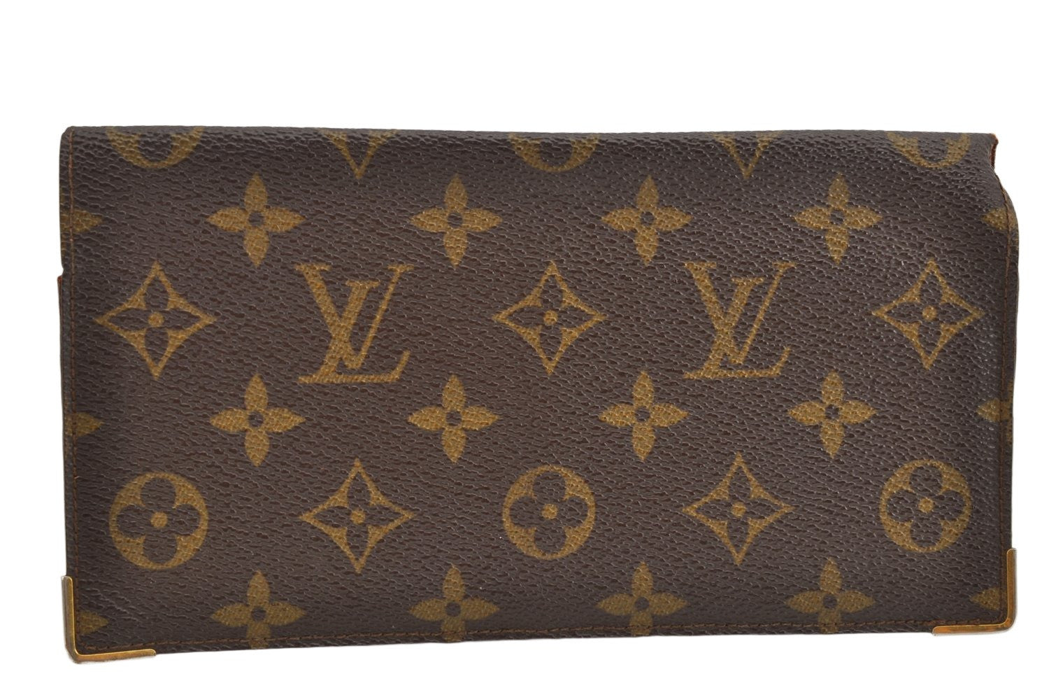 Authentic Louis Vuitton Monogram Porte Chequier Double M62223 Long Wallet 1666K