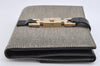 Authentic GUCCI Jackie Vintage Bifold Wallet Purse Canvas Leather Black 1668K