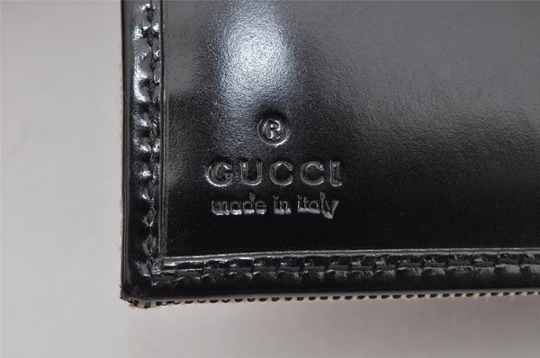 Authentic GUCCI Jackie Vintage Bifold Wallet Purse Canvas Leather Black 1668K