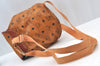 Authentic MCM Visetos Leather Vintage Drawstring Backpack Purse Brown 1673I