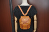 Authentic MCM Visetos Leather Vintage Drawstring Backpack Purse Brown 1673I