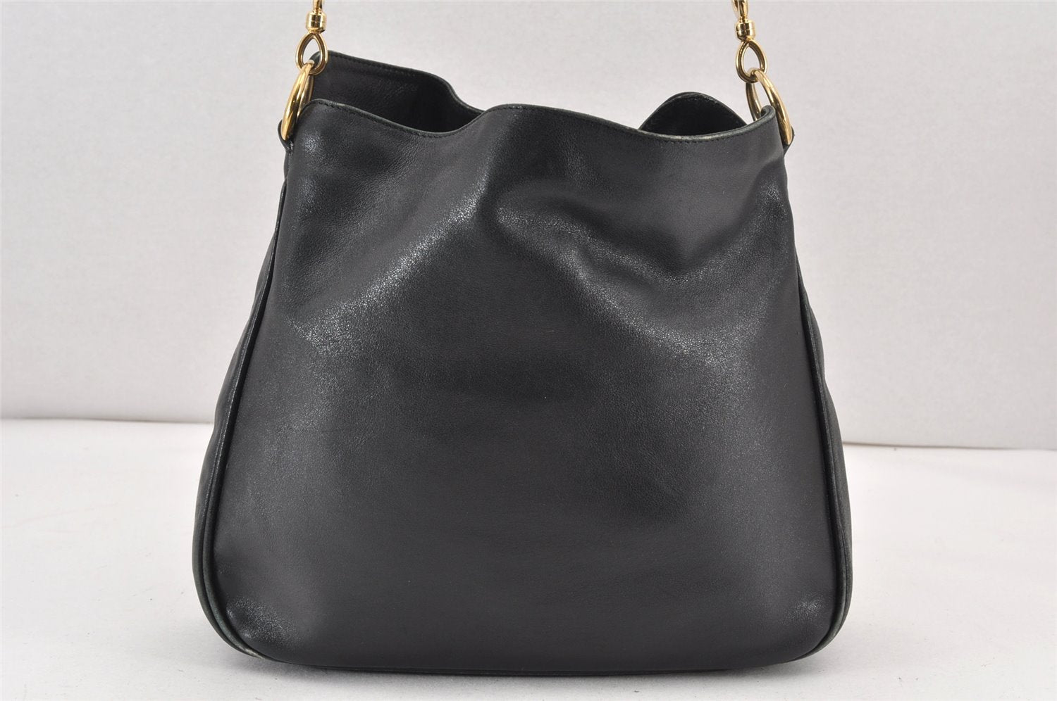 Authentic GUCCI Bamboo 2Way Shoulder Hand Bag Purse Leather Black Junk 1673K