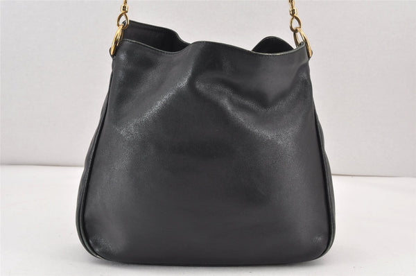 Authentic GUCCI Bamboo 2Way Shoulder Hand Bag Purse Leather Black Junk 1673K