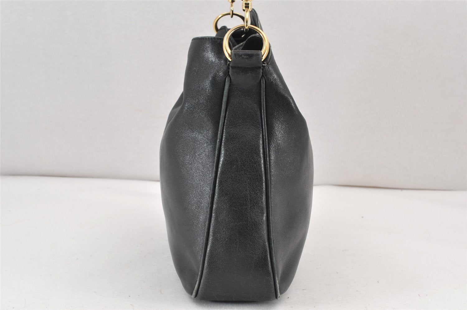 Authentic GUCCI Bamboo 2Way Shoulder Hand Bag Purse Leather Black Junk 1673K