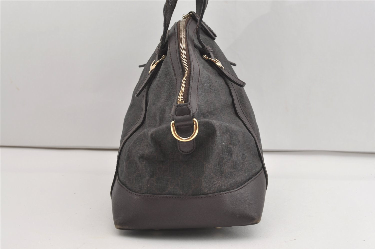 Authentic GUCCI 2Way Shoulder Hand Bag GG PVC Leather 309614 Brown 1674J