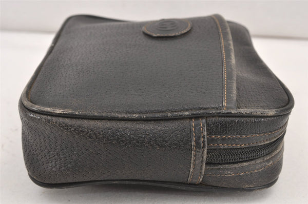 Authentic GUCCI Vintage Clutch Hand Bag Purse Leather Black Junk 1674K
