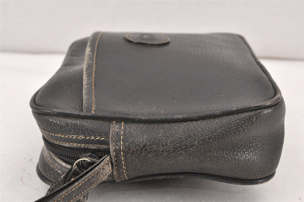 Authentic GUCCI Vintage Clutch Hand Bag Purse Leather Black Junk 1674K