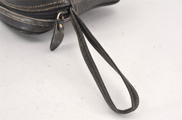 Authentic GUCCI Vintage Clutch Hand Bag Purse Leather Black Junk 1674K