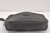 Authentic GUCCI Vintage Clutch Hand Bag Purse Leather Black Junk 1674K