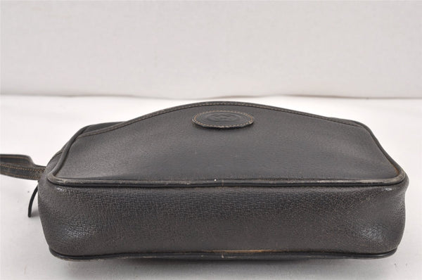 Authentic GUCCI Vintage Clutch Hand Bag Purse Leather Black Junk 1674K