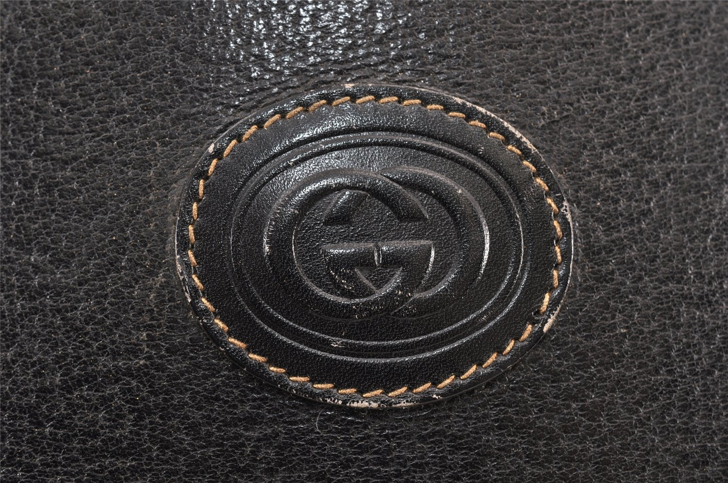 Authentic GUCCI Vintage Clutch Hand Bag Purse Leather Black Junk 1674K