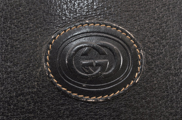 Authentic GUCCI Vintage Clutch Hand Bag Purse Leather Black Junk 1674K