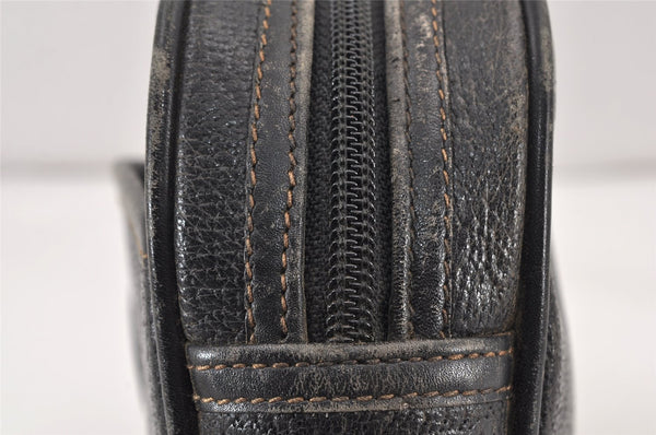 Authentic GUCCI Vintage Clutch Hand Bag Purse Leather Black Junk 1674K