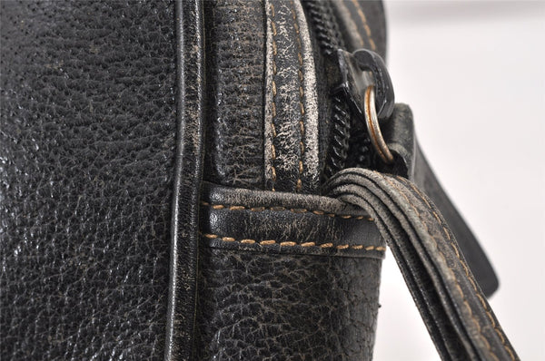 Authentic GUCCI Vintage Clutch Hand Bag Purse Leather Black Junk 1674K
