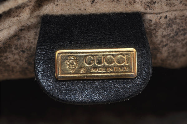 Authentic GUCCI Vintage Clutch Hand Bag Purse Leather Black Junk 1674K