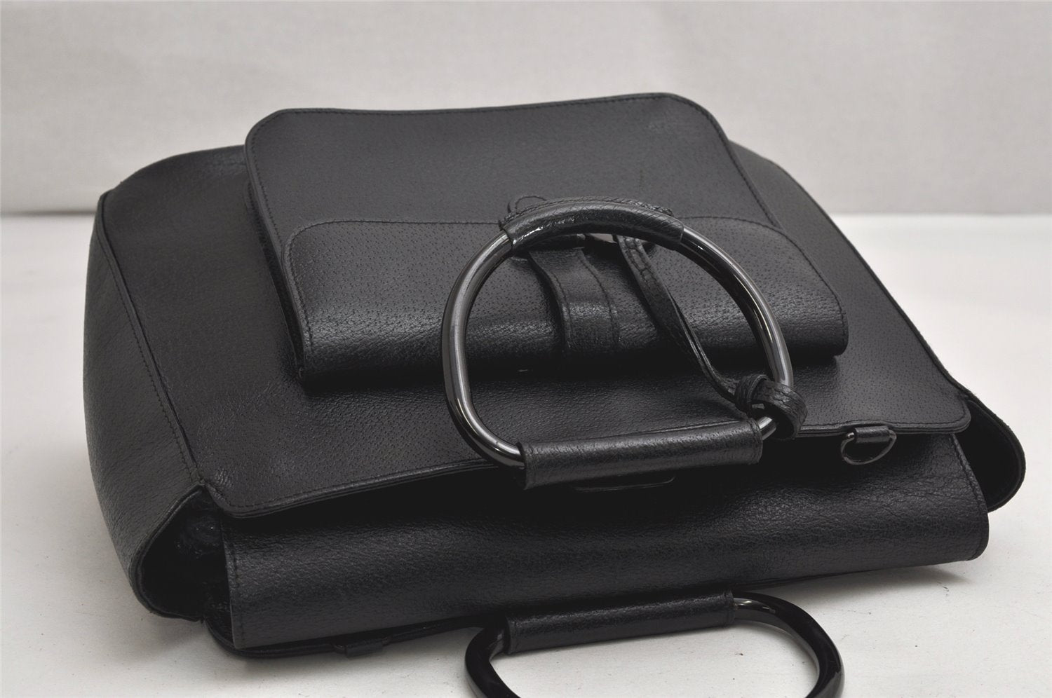 Authentic GUCCI Vintage 2Way Shoulder Tote Bag Leather Black Junk 1675K