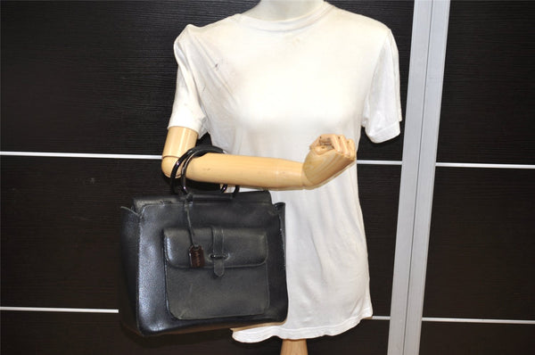 Authentic GUCCI Vintage 2Way Shoulder Tote Bag Leather Black Junk 1675K