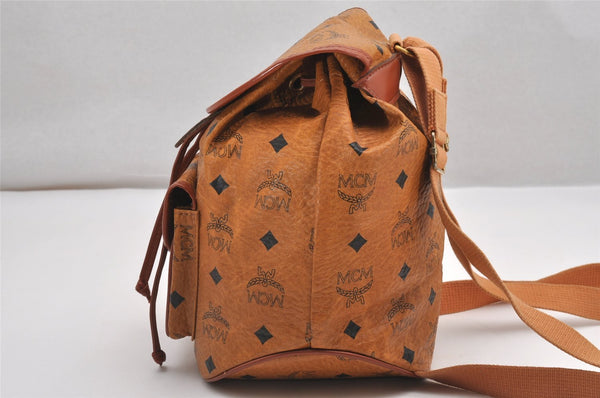 Authentic MCM Vintage Visetos Leather Drawstring Backpack Brown 1676J
