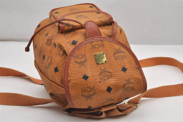 Authentic MCM Vintage Visetos Leather Drawstring Backpack Brown 1676J