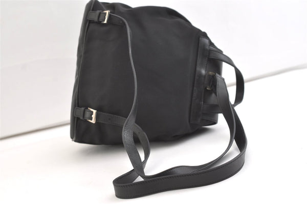 Authentic GUCCI Jackie Drawstring Backpack Nylon Leather 0030245 Black 1676K