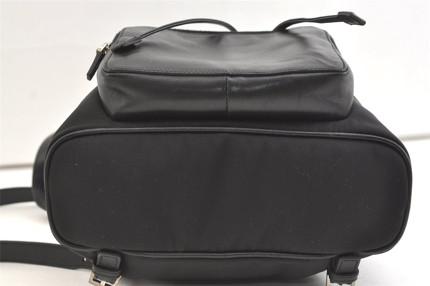 Authentic GUCCI Jackie Drawstring Backpack Nylon Leather 0030245 Black 1676K