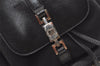 Authentic GUCCI Jackie Drawstring Backpack Nylon Leather 0030245 Black 1676K