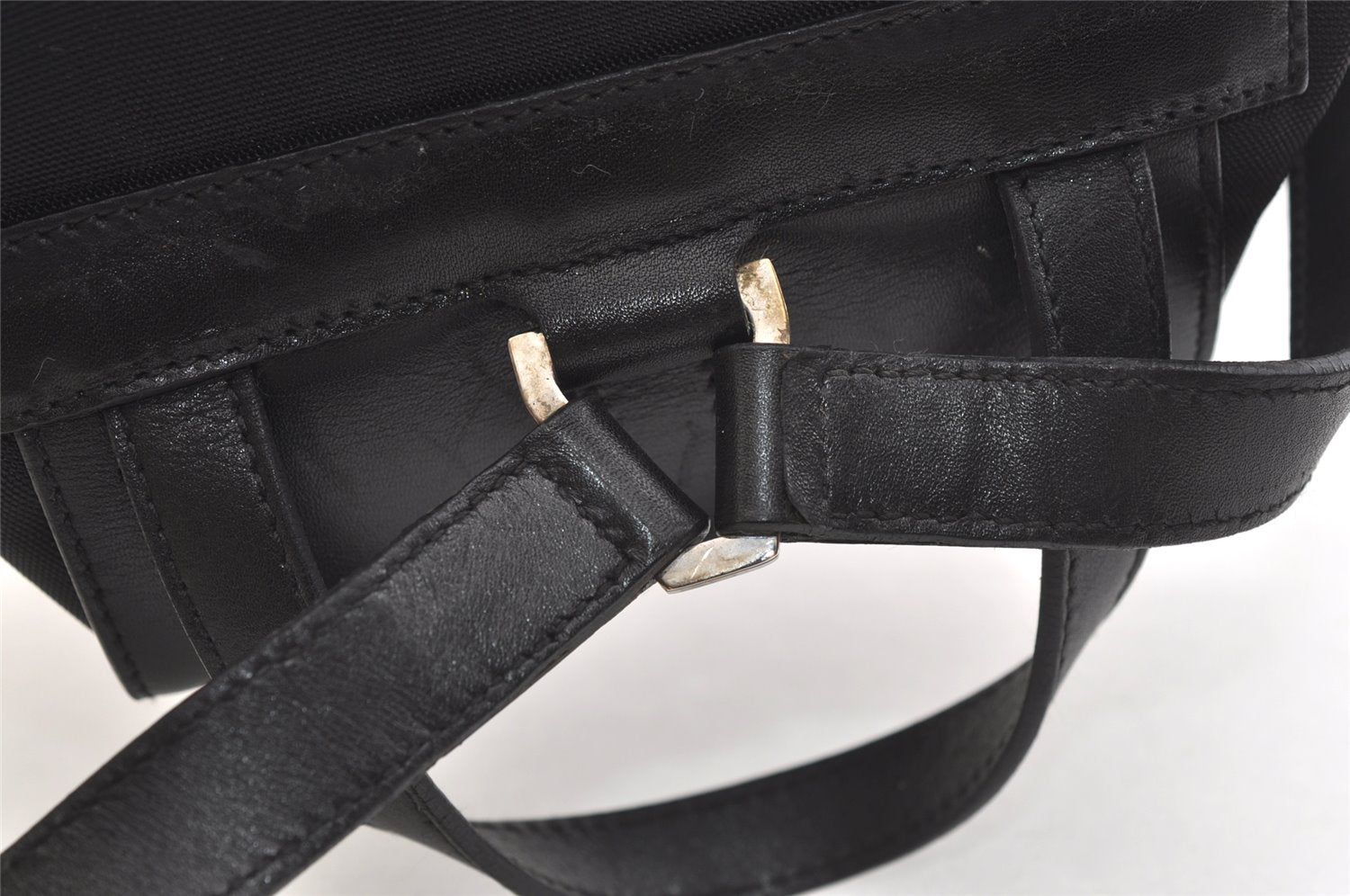 Authentic GUCCI Jackie Drawstring Backpack Nylon Leather 0030245 Black 1676K