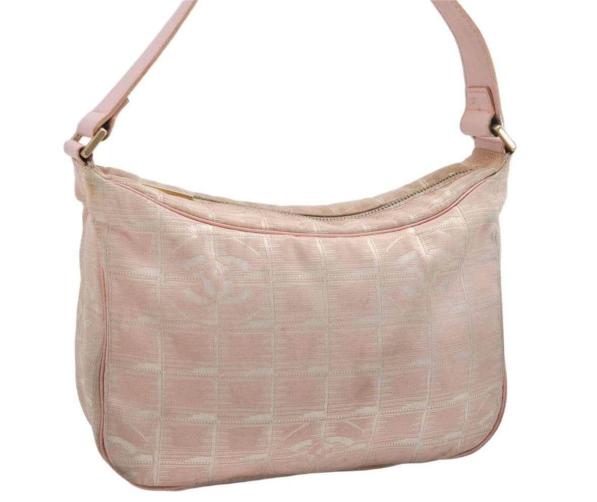 Authentic CHANEL Vintage New Travel Line Shoulder Hand Bag Purse Pink 1678K
