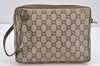 Authentic GUCCI GG Plus Clutch Hand Bag Purse GG PVC Leather Brown Junk 1682K