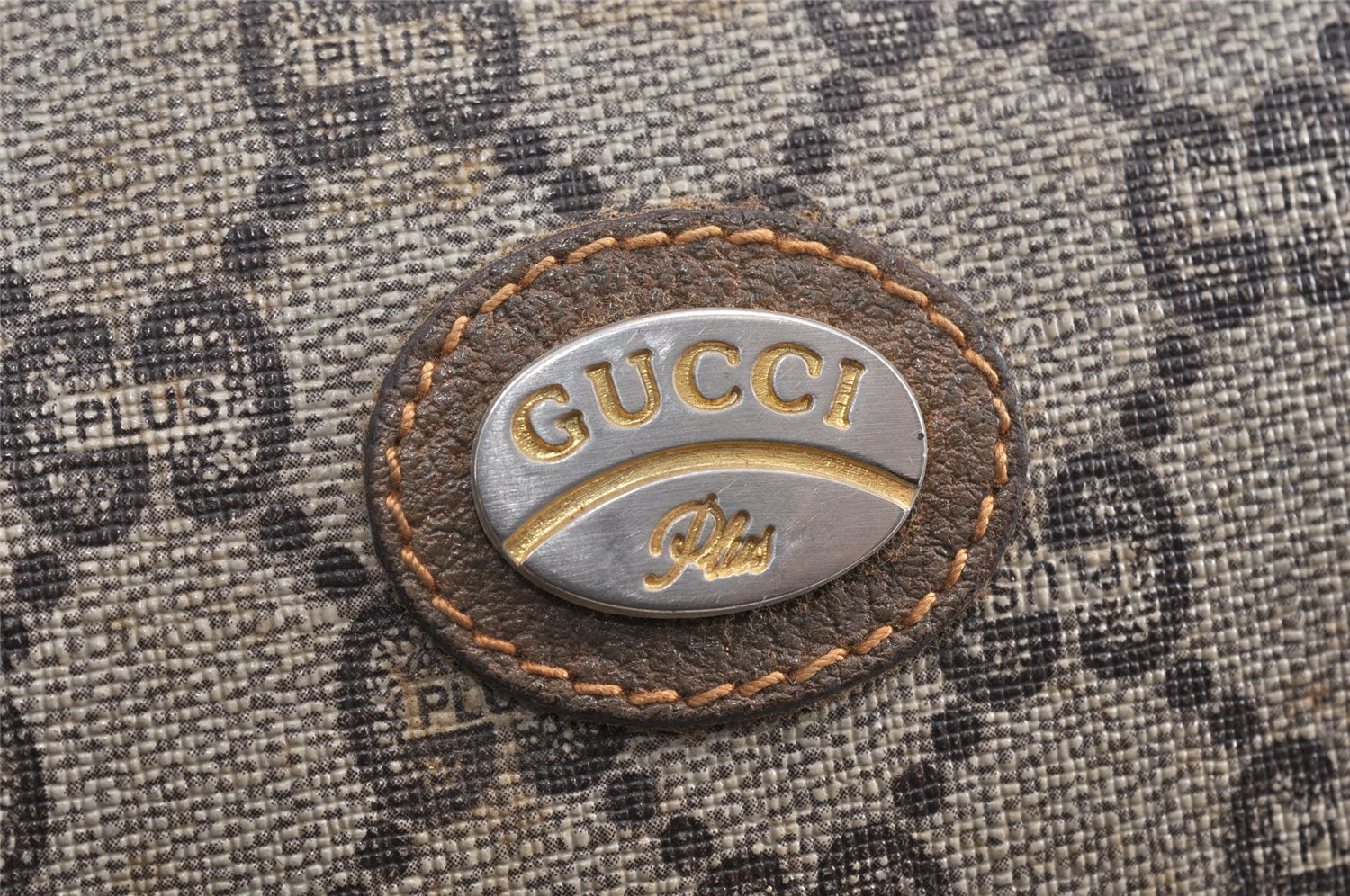 Authentic GUCCI GG Plus Clutch Hand Bag Purse GG PVC Leather Brown Junk 1682K