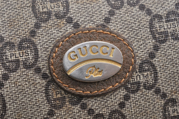 Authentic GUCCI GG Plus Clutch Hand Bag Purse GG PVC Leather Brown Junk 1682K