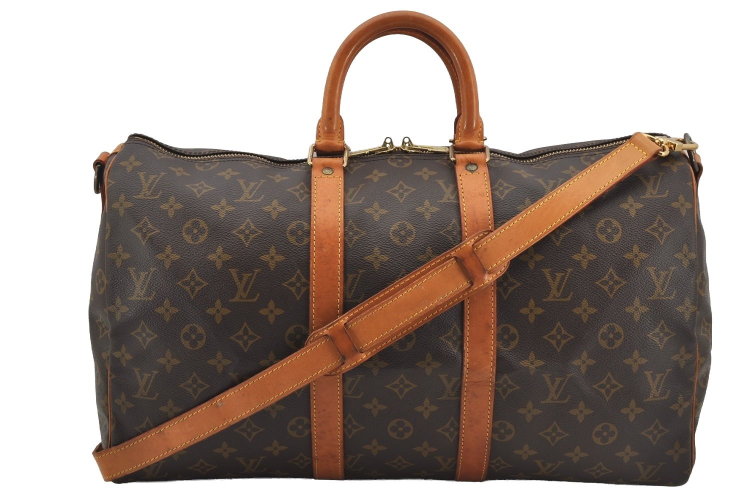 Authentic Louis Vuitton Monogram Keepall Bandouliere 45 M41418 Boston Bag 1686J