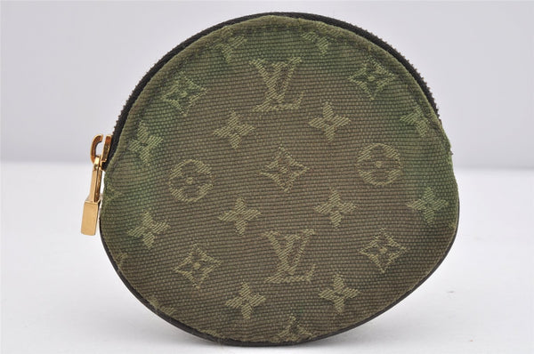 Authentic Louis Vuitton Monogram Mini Porte Monnaie Rond Coin Purse Green 1686K