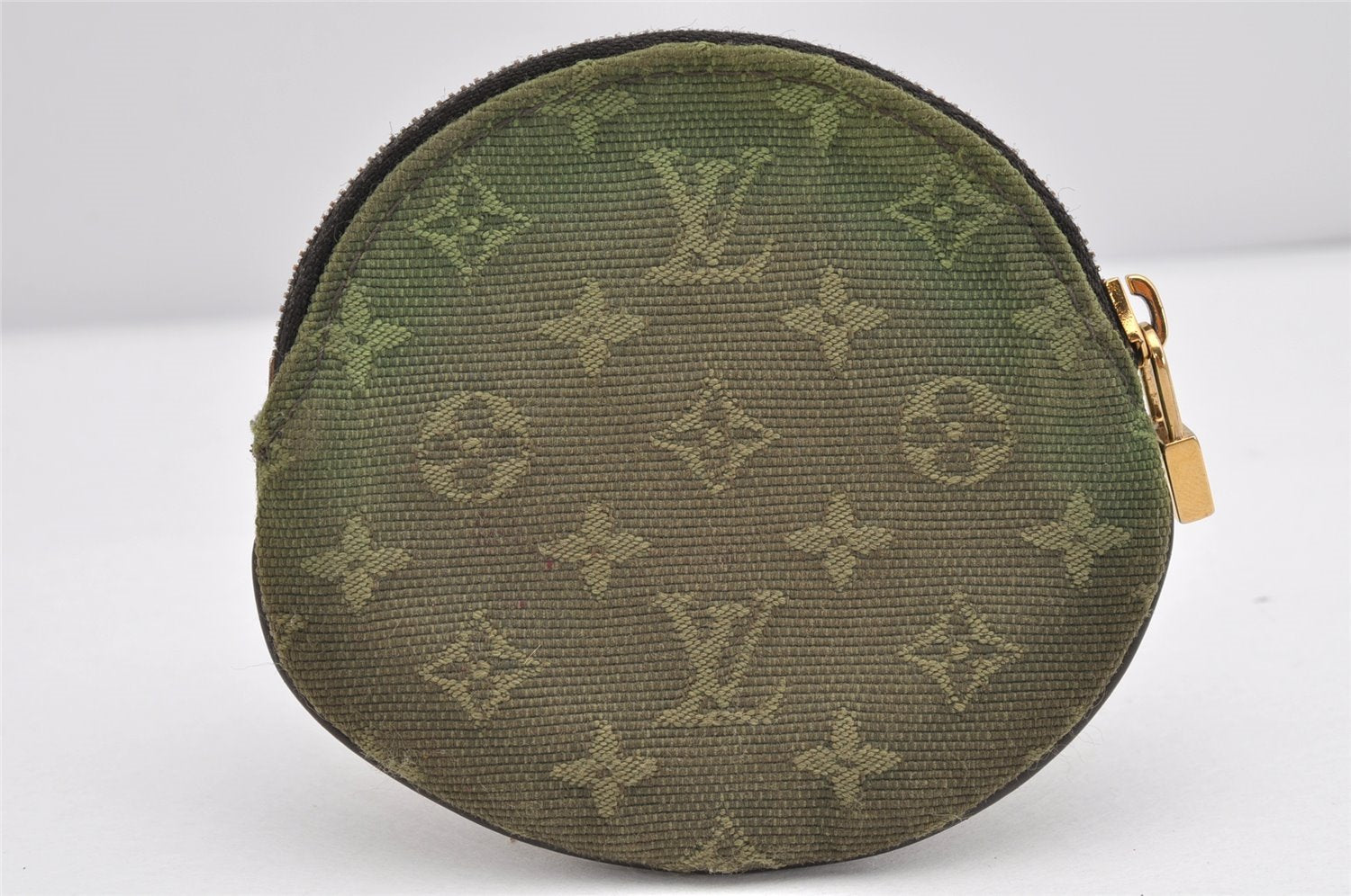 Authentic Louis Vuitton Monogram Mini Porte Monnaie Rond Coin Purse Green 1686K