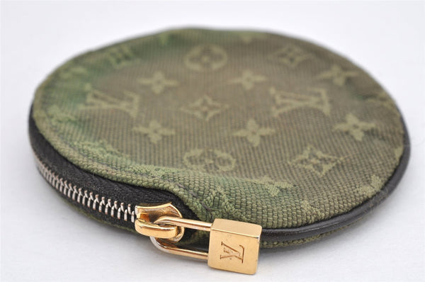 Authentic Louis Vuitton Monogram Mini Porte Monnaie Rond Coin Purse Green 1686K