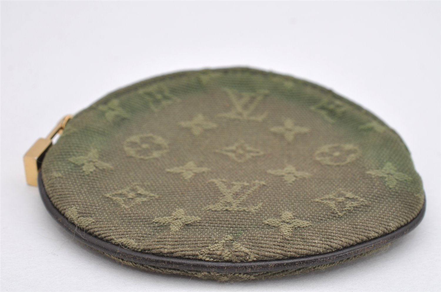 Authentic Louis Vuitton Monogram Mini Porte Monnaie Rond Coin Purse Green 1686K