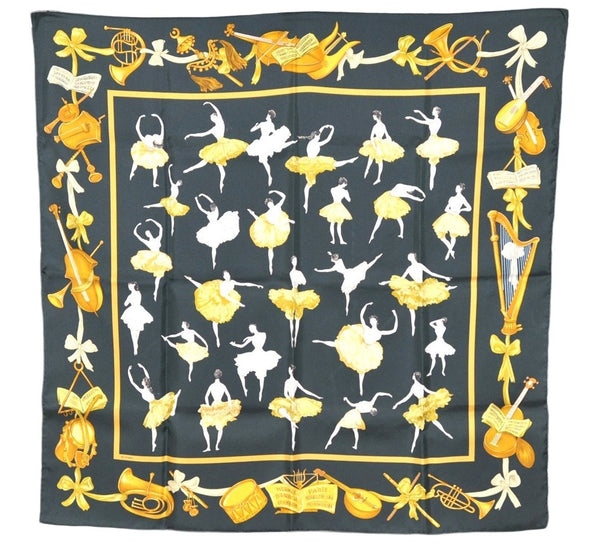 Authentic HERMES Carre 90 Scarf "La Dance" Silk Green Box 1688K