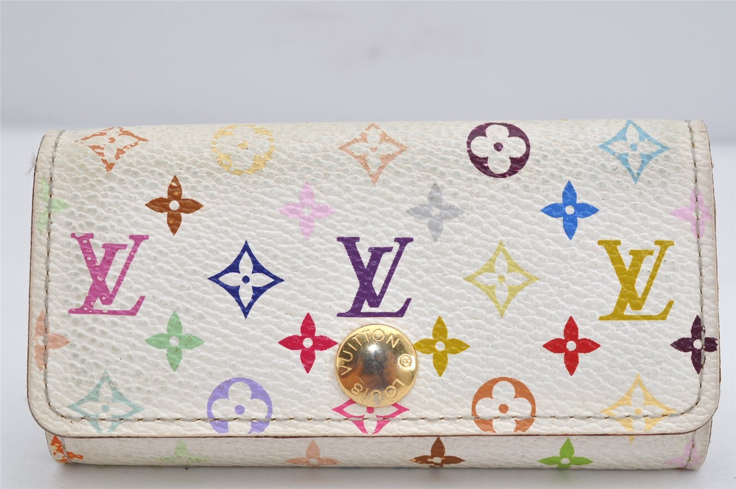 Auth Louis Vuitton Monogram Multicolor Multicles 4 Key Case M60043 White 1689K