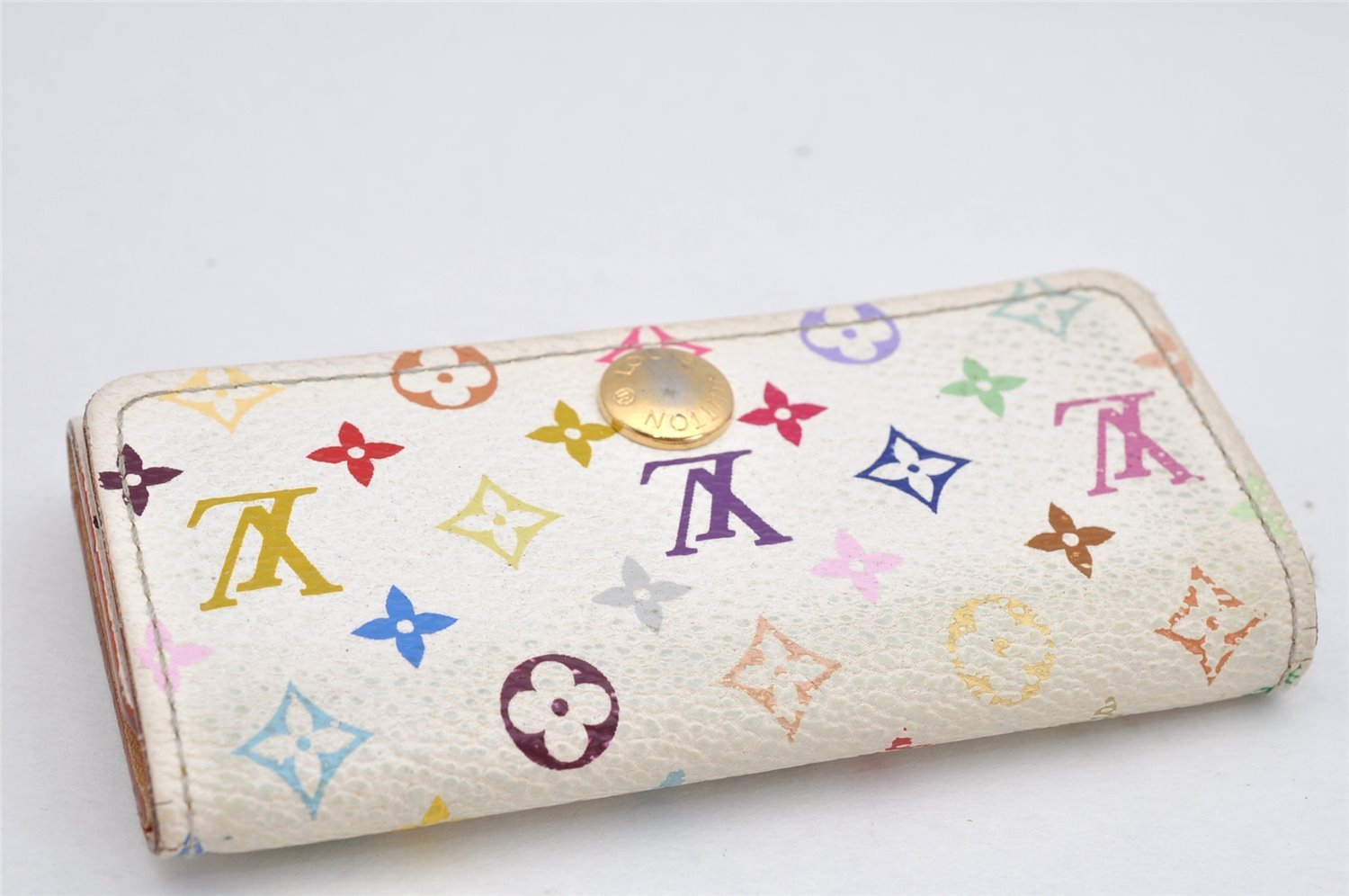 Auth Louis Vuitton Monogram Multicolor Multicles 4 Key Case M60043 White 1689K