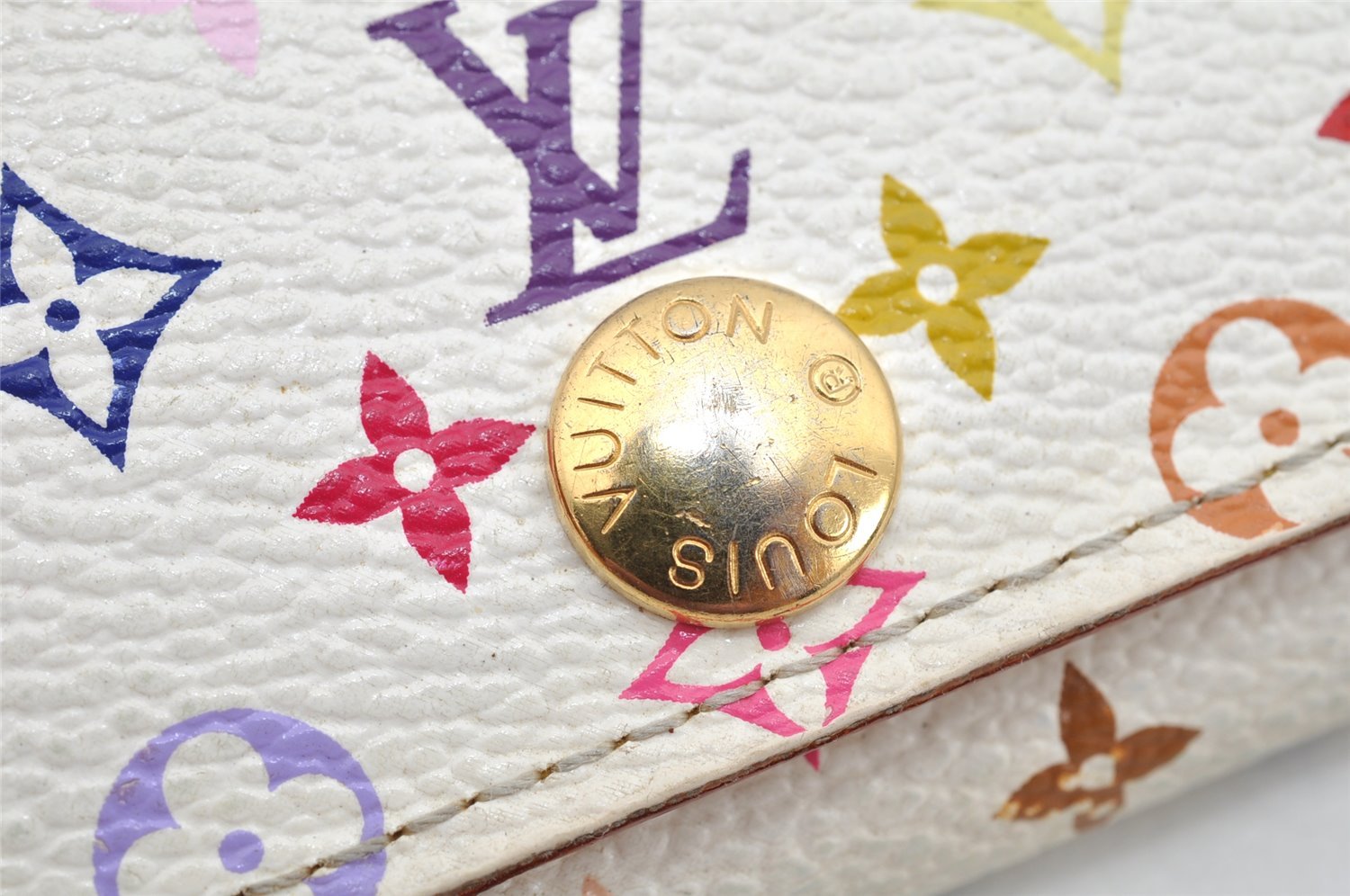 Auth Louis Vuitton Monogram Multicolor Multicles 4 Key Case M60043 White 1689K