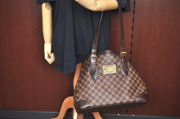 Authentic Louis Vuitton Damier Hampstead MM Shoulder Tote Bag N51204 Junk 1693J