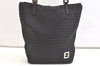 Authentic FENDI Vintage Zucchino Shoulder Tote Bag Canvas Leather Black 1698K