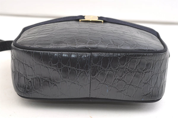 Authentic Salvatore Ferragamo Vara Shoulder Cross Bag Leather Navy Blue SF 1699K