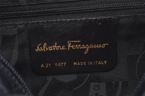 Authentic Salvatore Ferragamo Vara Shoulder Cross Bag Leather Navy Blue SF 1699K