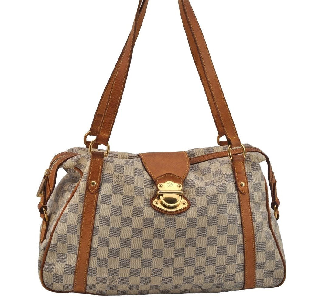 Authentic Louis Vuitton Damier Azur Stresa PM Shoulder Bag N42220 LV 1701J